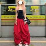 KYLETHOMASW  -  Y2K Red Cargo Pants Women Harajuku Baggy Sweatpants Streetwear Wide Leg Joggers Summer Gyaru Korean Casual Trousers New