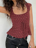 KYLETHOMASW  -  Y2k Sexy Solid Slim Square Collar Sleeveless Lace Patchwork Fashion Tanks