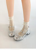 KYLETHOMASW  -  Designer Spring Autumn Thick Heel Women Mary Jane Shoes Concise Butterfly-knot Single Shoes Ladies Elegant Dress Leather Pumps