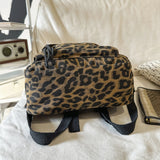 KYLETHOMASW  -  Women's Leopard Print Canvas Backpack Drawstring Decor Adjustable Strap Casual Daily School Travel Bag New Trend Back Pack