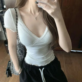 KYLETHOMASW  -  Y2k Clothes T Shirt for Women V Neck Sexy Spring Summer Polka Dot Ropa De Mujer Fashion Spicy Girl Retro Short Tees
