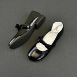KYLETHOMASW  -  High Quality Women Bow Mary Jane Shoes Patent Leather Round Toe Slip on Casual Shoes New Elegant Ballet Flats Ladies Dress Shoes