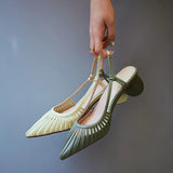 KYLETHOMASW  -  new spring summer women sandals natural leather plus size 22-25cm microfiber+sheepskin+pigskin pointed toe women shoes