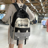 KYLETHOMASW  -  Cat's Ear Letter Mochilas Mujer New Japanese Fresh Mochila Student Bag Contrast Large Capacity Backpack Bags for Woman