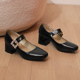 KYLETHOMASW  -  Plus Size 48 Women Patent Leather Mary Jane Shoes Sparkly Crystal Rhinestone Burgundy White Block Heel Pumps Party Shoe