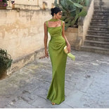 KYLETHOMASW  -  New Skinny French Haute Satin Waist Dress Elegant Green Neck Ribbon Dress Women