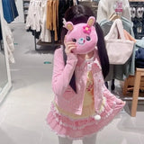 KYLETHOMASW  -  Cute Cartoon Rabbit Ear Round Bag Plush Sac Femme Lolita Exquisite Bolsos De Mujer Crossbady Bags for Woman Japan Anime Bolso