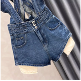 KYLETHOMASW  -  Denim Suspender Shorts for Women New Design Ruffled Suspenders Slimming and Wide Legs