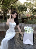 KYLETHOMASW  -  Evening Dresses Women Wedding Party V Neck Satin Sleeveless Slim Mermaid Dress Cocktail Birthday Banquet Sexy Banquet