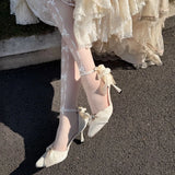 KYLETHOMASW  -  high heels for woman green purple wedding heels bow bridal heels designer shoes Lolita cosplay heels y2k heels rose