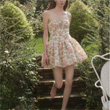 KYLETHOMASW  -  Summer dress women evening party mini dresses elegant floral bodycon dress korean fashion ruffle Cami dress backless
