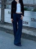 KYLETHOMASW  -  American Retro Y2k Aesthetic Low Waist Jeans Women Summer Straight Floor Length Jeans Spicy Girl Style Casual Daily Streetwear