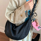 KYLETHOMASW  -  Preppy Plaid Pleated Bow Women's Handbags Y2k Aesthetic Fashion All Match Shoulder Bag Trendy Casual Crossbody Bags Streetwear