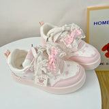 KYLETHOMASW  -  New Women Students Sneakers Fashion Cute Ladies Causal Shoes School Patchwork Non-slip Women's Sports Shoes with Bowknot