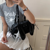 KYLETHOMASW  -  Women Small pu Leather Boston Shoulder Bag Y2K Daily Shopping Bags New Trend Female Fashion Handbags and Purses