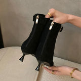 KYLETHOMASW  -  New 2025 Fashion Open Toe Ladies Ankle Boots With Thin Heels Footwear Women Heeled Short Sandals Booties Shoes Female Flip flops