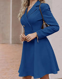 Kylethomasw Autumn/Winter New Women's Solid Color Double Breasted Long Sleeve Dress Coat  Dress for Women  Beach Dress