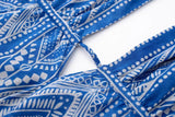 KYLETHOMASW  -  Sexy Women Halter V Collar Backless Mini Dress Women Holiday Blue Floral Lacing up Back Loose Dresses Femme Vestidos Summer Robe
