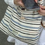 KYLETHOMASW  -  Contrast Color Striped Simple Grunge Shoulder Bags Sweet Y2k Aesthetic Casual Handbags All Match Chic Women Fashion Underarm Bag