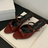 KYLETHOMASW  -  Fashion Shallow Elegant Women Low Heel Pumps Shoes Casual Female Slides Footwear Slip On Ladies Heeled Sandals Shoes