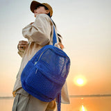 KYLETHOMASW  -  Small Mesh Backpack Bags Women Solid Color Back Packs Females Travel Simple Beach Student School Backpacks