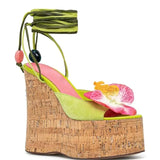 KYLETHOMASW  -  European and American Women's Summer New Niche Design Cross Tie Slope and Roman Fashion Plus Thick Soled Floral Sandals