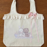 KYLETHOMASW  -  Cartoon Sweet Girls Rabbit Printing Handbags Patchwork Lace Kawaii Bow Top-Handle Bags Women Cute Purses Fashion Y2k Clutches
