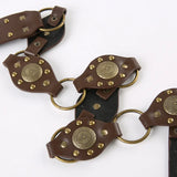 KYLETHOMASW  -  Retro metal disc sunflower hollow out chicken eye belt PU leather niche personality waist belt