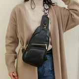 KYLETHOMASW  -  Retro PU Leather Satchel Bag Women's Solid Color Shoulder Bag Multi Pocket Casual Chest Bag Ladies All-Match Crossbody Bags