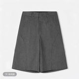 KYLETHOMASW  -  Summer Daily Office Work Pants Women Vintage Elegant Simple Black Gray Thin Loose Japan Casual Blazer Knee Length Trousers 976A