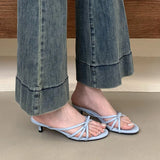 KYLETHOMASW  -  New 2025 Fashion Butterfly-Knot Ladies Low Heel Slippers Shoes Round Toe Women Heeled Slippers Shoes Female Slides Sandals Pumps