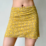 KYLETHOMASW  -  Yellow Butterfly Print Short Skirt Women Hip Hugging Sexy American Retro Summer A Line