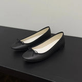 KYLETHOMASW  -  New Round Toe Mary Jane Shoes Patent Leather Bow Ballet Flats Womens Low Block Heel Pumps Elegant Daily Dress Zapatos Mujer