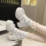 KYLETHOMASW  -  New Princess Shoes with Elegant Temperament Soft Sole Lace Lolita Original Thick Heel Height Increasing Mary Jane Single Shoe