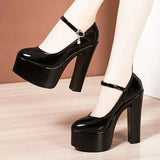 KYLETHOMASW  -  15cm Small Size 32-43 Sexy Extreme Block High Heels Shoes for Dress Model Party Wedding Shallow Thick Bottom Platform Pumps