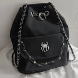 KIylethomasw Gothic Black Y2k Backpacks Women New Punk Dark Hot Girls Chain Casual Backpack Ladies Harajuku Vintage Mochila Aesthetic