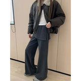 Kylethomasw Fake Two Pieces Splicing Solid Color Casual Wide Leg Pants Women 2025 Spring New Korean High Waist Loose All Match Pants