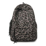 KYLETHOMASW  -  Women's Leopard Print Canvas Backpack Drawstring Decor Adjustable Strap Casual Daily School Travel Bag New Trend Back Pack