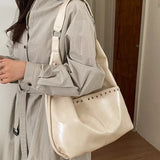 KYLETHOMASW  -  Sweet Cool Y2k Aesthetic Rivet Women's Handbags Vintage Pu Leather Simple Underarm Bag Punk Streetwear Ins Shoulder Bags Trendy