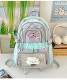 KYLETHOMASW  -  Ruched Lace Bow Ita Mochila Fashion Ins Large Capacity Mochilas Mujer School Bag Star Letter Embroidery Backpack Backpacks