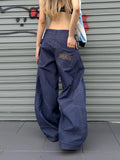 KYLETHOMASW  -  Slim Casual Loose Chicly Women Pants Ins American Retro Cargo Pants Female Blue Black High Waist Fashion Street Woman Pants
