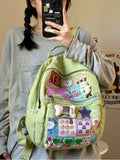KYLETHOMASW  -  Patch Cute Girl Japanese Canvas Backpack Junior High School Students Niche Design Backpacks Campus All-match Bags
