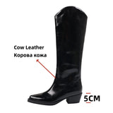 KYLETHOMASW  -  Autumn Winter Women Knee High Boots For Woman's Low Heels Knight Boots Sexy Slip-On Women Thick Bottom Motorcycle Boots