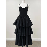 KYLETHOMASW  -  Korean Chic Summer New Item Niche Design Sense Waist Cinching Slimming Patchwork Ruffle Edge Cake Suspender Dress Women