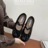KYLETHOMASW  -  Ballet pleated strap round-toe flat shoes spring commuter loafers French Mary Janes