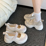 KYLETHOMASW  -  Autumn Bow Decoration Shallow Mouth Sports Single Shoes for Women Elegant Versatile Comfortable Thick Soled Mary Jane Shoes