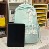 KYLETHOMASW  -  Women's Nylon Lace Bow Backpack Sweet Fresh Aesthetic Daily School Casual Book Bags New Fashion Student Back Packs