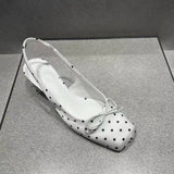 KYLETHOMASW  -  Polka Dot Thick Heel Women Sandals Fashion Cover Toe Singbacks Mules Pumps Elegant Party Dress Female Slip On Sandalias