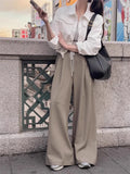 KYLETHOMASW  -  French Niche Lace Slimming Wide Leg Casual 2025 Spring Women New Casual Versatile High Waisted Loose Floor Length Pants