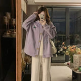 KYLETHOMASW  -  Hoodies Women Sweet Preppy Style Autumn Winter Loose Outwear Single Breasted Flowers Vintage Sweatshirt Female Jackets